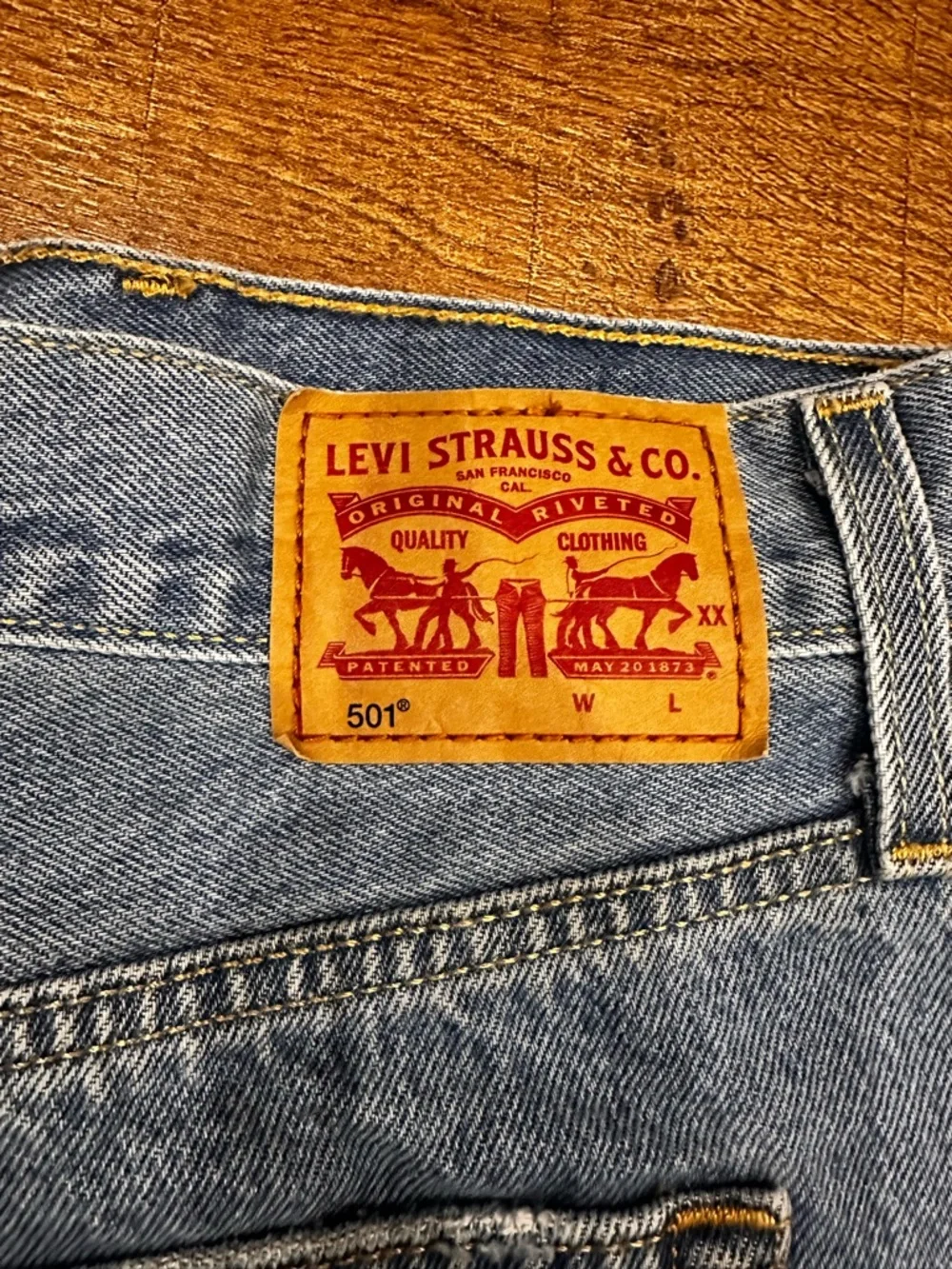 Levi's Distressed Light Blue High-Rise Denim Shorts
